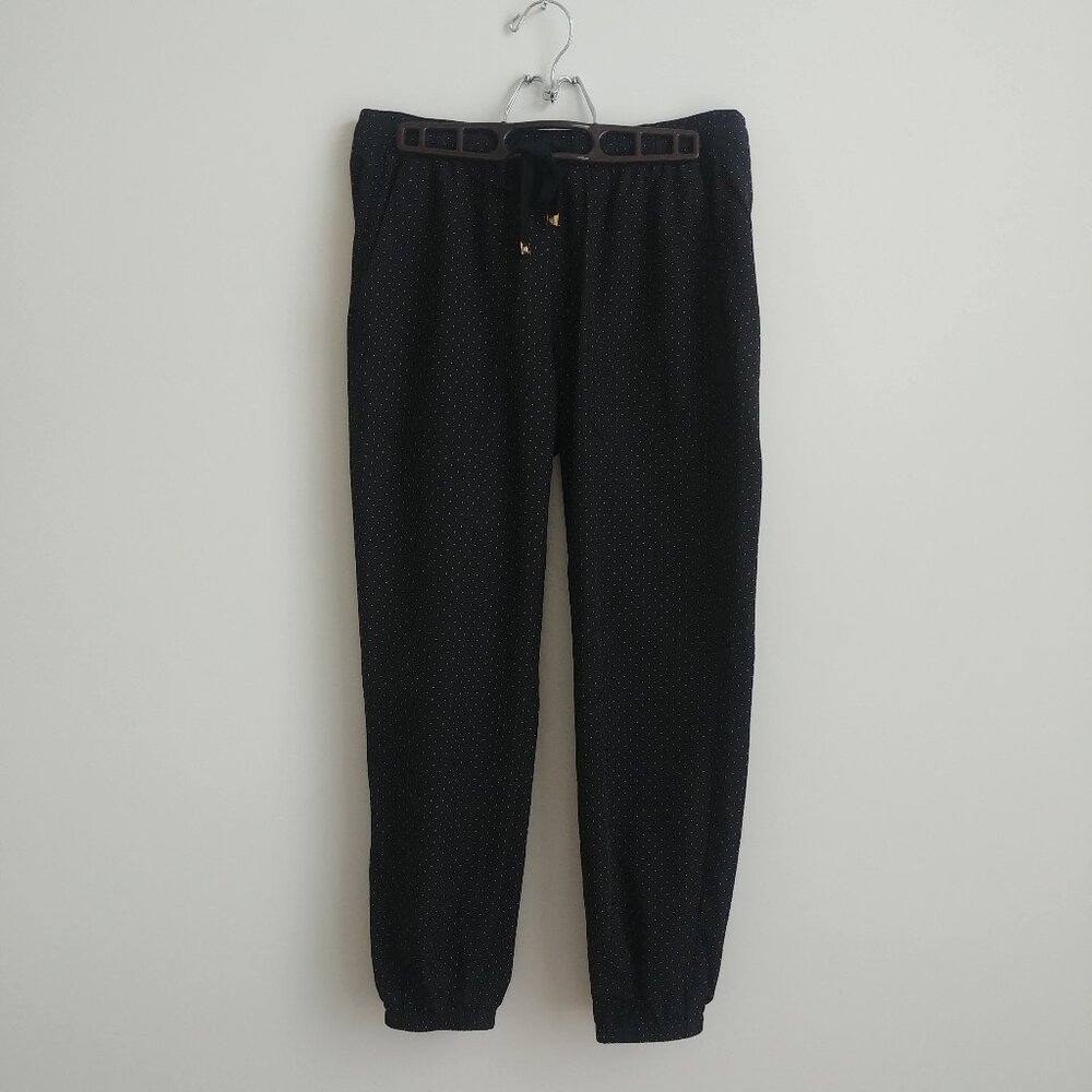 Ralph Lauren silky lightweight joggers cropped ankle pants black white polka dot